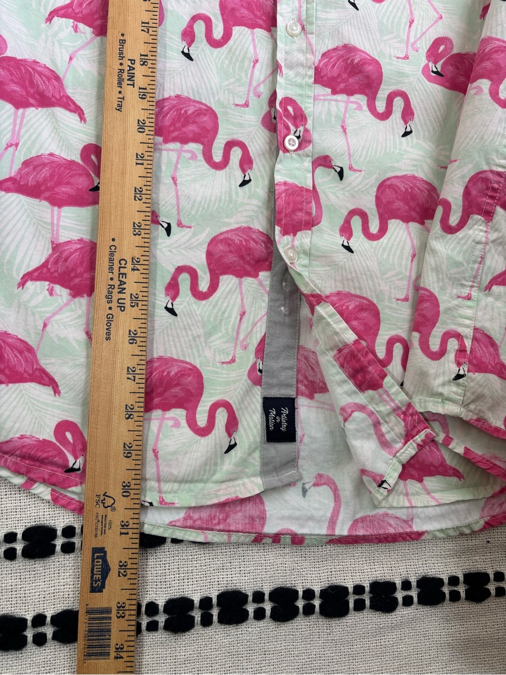 Artistry in Motion Flamingo Print Button Up Slim Fit Shirt Tropical Pink XL - Picture 9 of 10